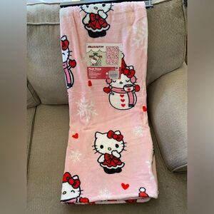 Hello Kitty Pink Snowman Christmas Blanket